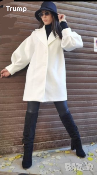 -40% Стилно дамско палто с Екстравагантен ръкав, цвят бял, снимка 1