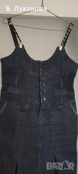 Рокля/сукман от тъмно син деним, р.36, снимка 1