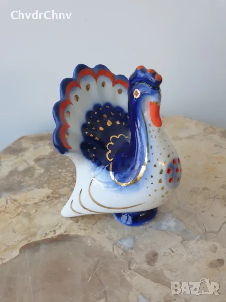 ЛФЗ СССР Русия/съветска руска порцеланова солница-птица-паун 9см, снимка 1