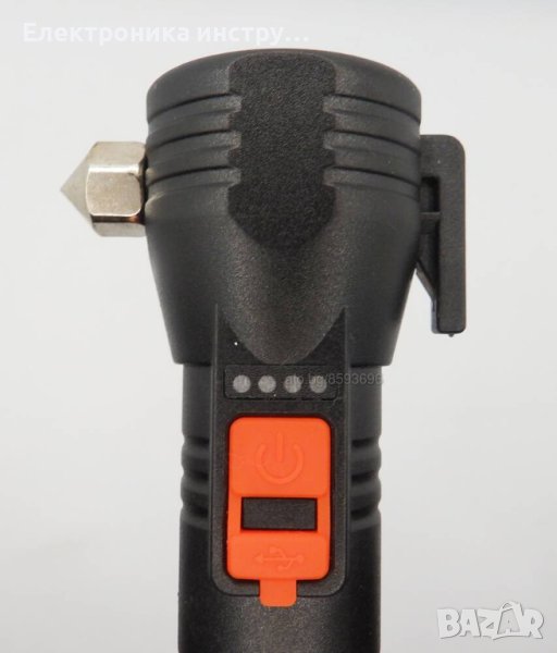 6 в 1 работна лампа, фенер, магнит, Power Bank, чукче за счупване на стъкла, USB зареждане GX8127, снимка 1