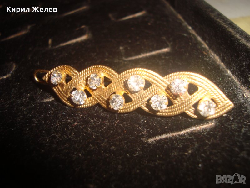 ПОЗЛАТЕНА СКЪПОЦЕННА ФИБА за КОСА ШНОЛА с ЦИРКОНИ 22932, снимка 1