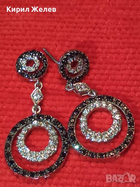 ЕФЕКТНИ ФЕШЪН СРЕБЪРНИ ОБЕЦИ РОДИРАНО СРЕБРО 925 с МАРКАЗИТИ и ЦИРКОНИ Едната е БЕЗ ЗАКАЧАЛКА! 40520, снимка 1