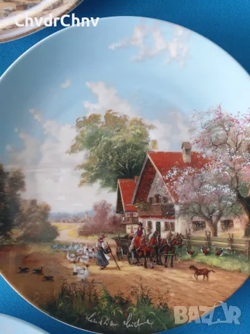 7бр Seltmann/ЗЕЛТМАН Бавария немска колекционерска декоративна порцеланова чиния-картина/пейзажи, снимка 6 - Вази - 48853195