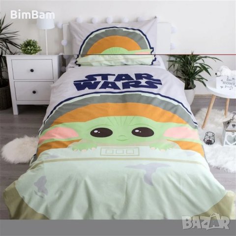 Оригинален детски спален комплект STAR WARS - Бебе Йода / 100% памук, снимка 2 - Спално бельо и завивки - 43099568