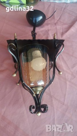 Лампион с месингови орнаменти, снимка 2 - Лампи за таван - 27184484