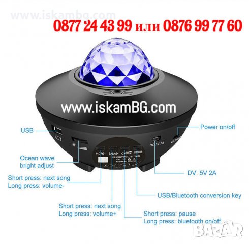 Нощна лампа звездно небе | Лампа прожектор звездно небе | Магическа лампа проектор звездно небе 3853, снимка 13 - Детски нощни лампи - 39904863