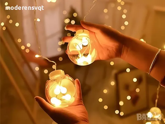 Светлинен коледен гирлянд топки 138 LED топъл цвят, снимка 5 - Декорация за дома - 48132415