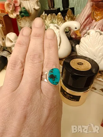 Сребърен пръстен Навахо с естествен тюркоаз