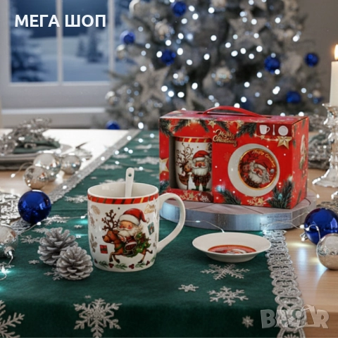 Премиум коледен подаръчен сет – керамична чаша с аксесоари, снимка 3 - Сервизи - 52583782