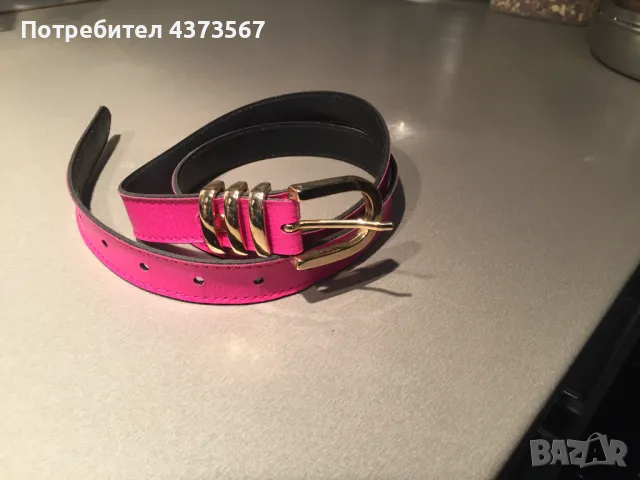 Розов дамски колан от естествена кожа със златиста тока. , снимка 2 - Колани - 49275547
