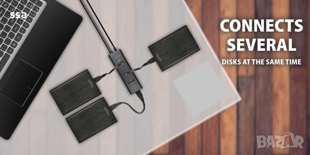 AXAGON 4x USB3.0 Charging Hub 1.2m Cable, Incl. AC Adapter - HUE-S2BP, снимка 7 - Кабели и адаптери - 43356834