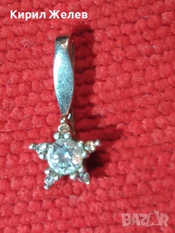 ПРЕКРАСЕН НЕЖЕН СКЪПОЦЕНЕН СРЕБЪРЕН АРТ МЕДАЛЬОН СРЕБРО 925 с БЯЛА ПОЗЛАТА и ФАСЕТ ЦИРКОНИ 72141
