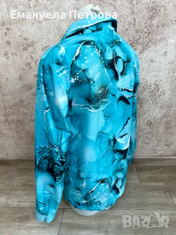 Елегантна Дамска риза - официална - С-М (черен, тюркоазен цвят), снимка 6 - Ризи - 48059023