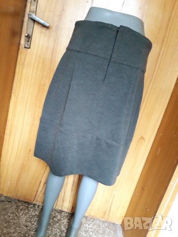 Сива пола тип балон до коляното с висока талия ХЛ, снимка 4 - Поли - 32856122