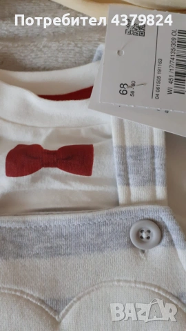Нов немски комплект гащеризон и блуза «С&А»  за бебешки р.68, с этикет, без никакви забележки., снимка 7 - Бебешки гащеризони - 53464812