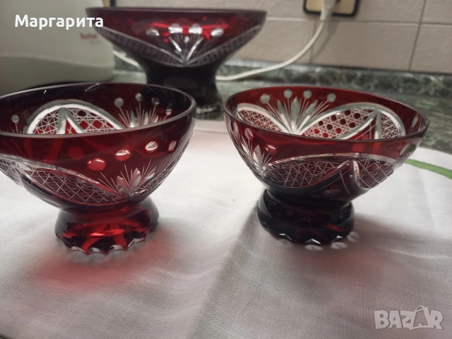 Сервиз червен кристал, снимка 5 - Сервизи - 53565325