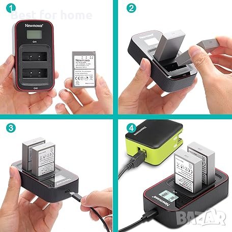 Комплект батерии 2200 mAh и смарт зарядна станция за Olympus от Newmowa BLS-5 , снимка 5 - Батерии, зарядни - 43335121