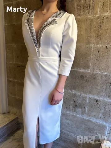 Елегантна бяла рокля, снимка 2 - Рокли - 49484202