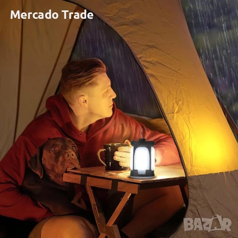 Лампа за къмпинг Mercado Trade, 150W, USB, Черен, снимка 3 - Къмпинг осветление - 51509197