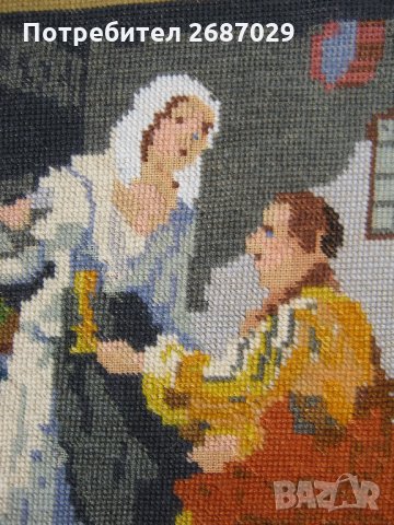 Вносен Нерамкиран гоблен, прибл 45х35 см, папагал 70 см пано, бродерия, снимка 2 - Гоблени - 28945539