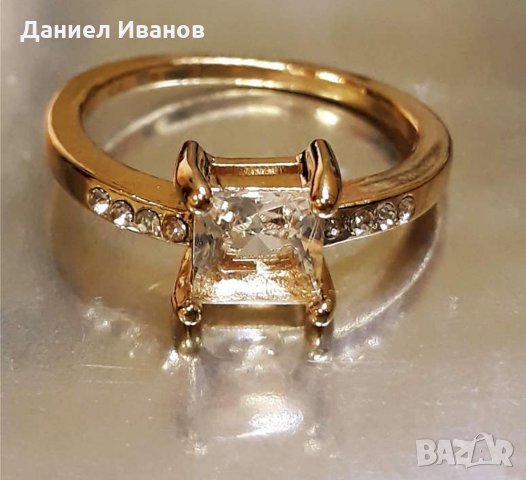 Златен пръстен 18к бяло злато със сапфир, снимка 2 - Пръстени - 28257560