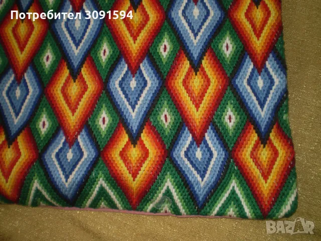 Ретро  ръчно бродирана кълъфка за възглавница многоцветна бродерия, снимка 4 - Други ценни предмети - 49941526