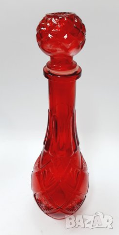 Гарафа червено стъкло, декантер(13.2), снимка 3 - Антикварни и старинни предмети - 43581934