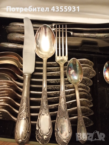 Нов комплект дебело посребрени старинни руски прибори посребрени стари прибори 