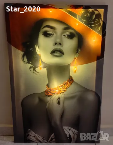 Светеща картина с LED осветление - жената 13, снимка 2 - Картини - 48731006