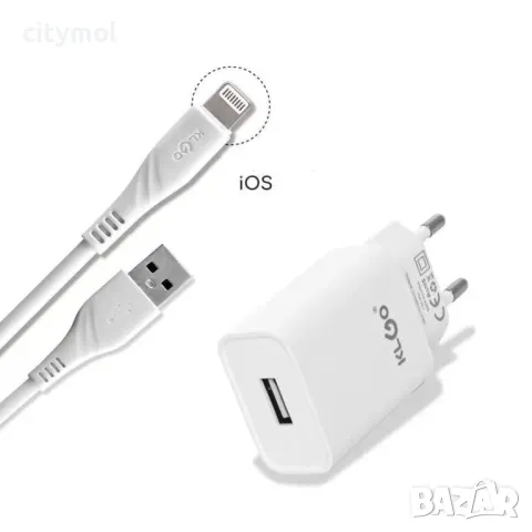 Зарядно адаптер  + DATA кабел Lightning, KLGO - KC-09S, снимка 2 - Аксесоари за Apple - 50202827