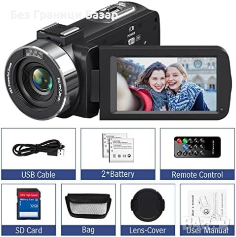 Нова 4K 48MP Видеокамера IR Нощно Виждане 18x zoon +2 Батерии, снимка 5 - Фотоапарати - 43500558