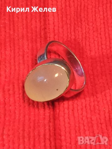 СРЕБЪРЕН СКЪПОЦЕНЕН АР ДЕКО СТИЛ ПРЪСТЕН СРЕБРО 925 АНГЛИЯ с ШЛИФОВАН ЛУНЕН КАМЪК 27237, снимка 2 - Пръстени - 36848371