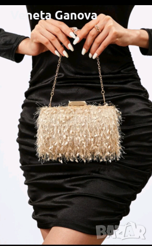 лилава,бежова, вечерна клъч чантичка за ръка или рамо, снимка 7 - Чанти - 44905381