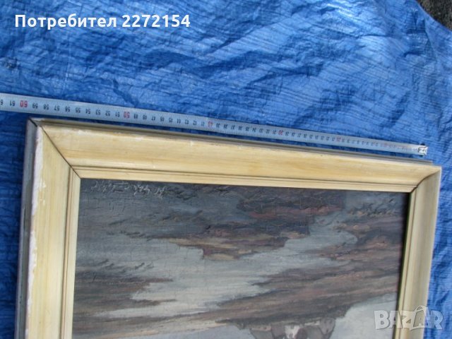 Стара картина пейзаж в рамка, снимка 5 - Антикварни и старинни предмети - 28596357