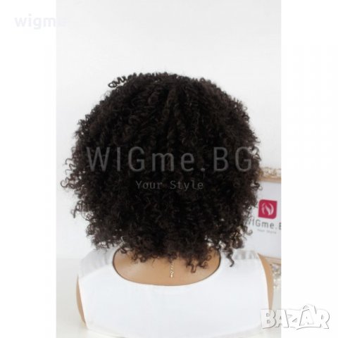 Средна дължина къдрава афро стил тъмнокестенява перука Рона, снимка 3 - Аксесоари за коса - 34934729