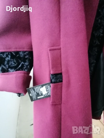Дамско палто цвят бордо  ХЛ, снимка 3 - Палта, манта - 52307514