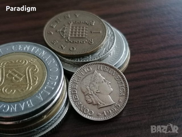 Монета - Швейцария - 5 рапен | 1955г., снимка 2 - Нумизматика и бонистика - 35354943