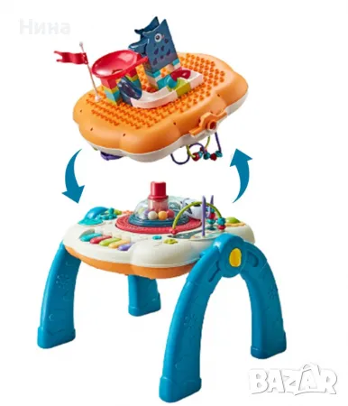  Интерактивна музикална маса 2 в 1- 2 страни, детски център за занимания, пиано, волан, лабиринт, снимка 9 - Образователни игри - 49063279