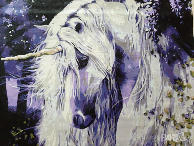 Картина рисувана акрил 40-50см еднорог , снимка 2 - Картини - 28422992