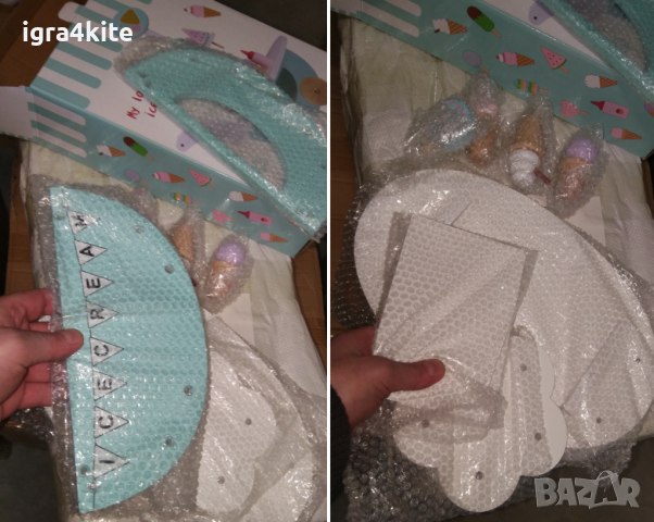 Дървена КОЛИЧКА ЗА СЛАДОЛЕД за деца - ПАРТИ ХРАНА / дървени игри, снимка 8 - Образователни игри - 36522554