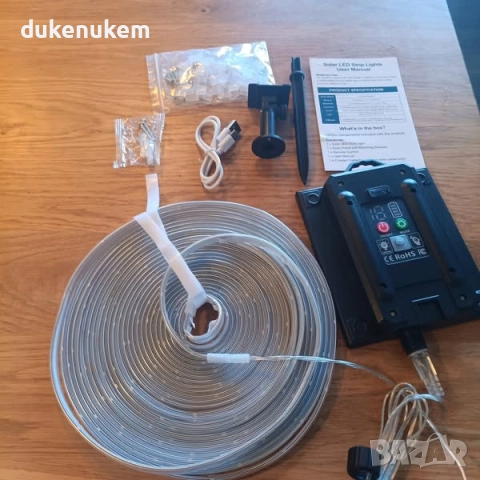 Соларна LED лента 10 метра, IP68, 200 LED диода, снимка 8 - Лед осветление - 52128380