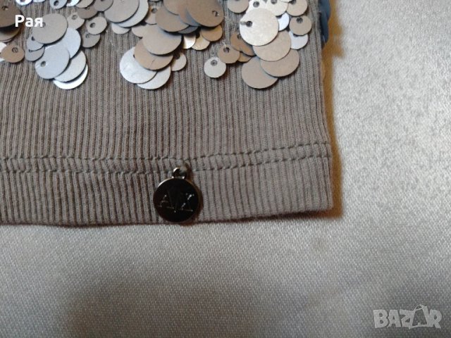 Елегантен потник с ламе в цвят каки AX Armani Exchange ,, снимка 6 - Потници - 50705712