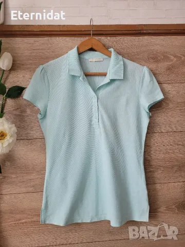 Синя тениска с яка и копчета MARKS & CPENCER 