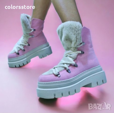 Боти на платформа - бежово с розово - BPUH1