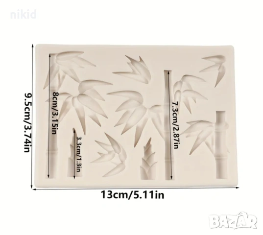 Бамбук Бамбукови пръчки с листа силиконов молд форма фондан шоколад гипс декор , снимка 4 - Форми - 53014109