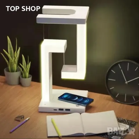 Смарт Настолна Левитираща LED лампа/Димируема/сензорно у-е/Безжично зареждане/2 USB порта, снимка 2 - Настолни лампи - 49308514