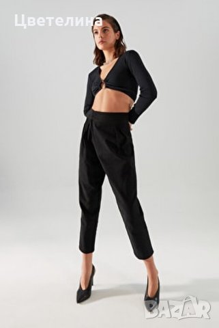 Страхотен панталон с висока талия, М-Л, снимка 4 - Панталони - 35523634