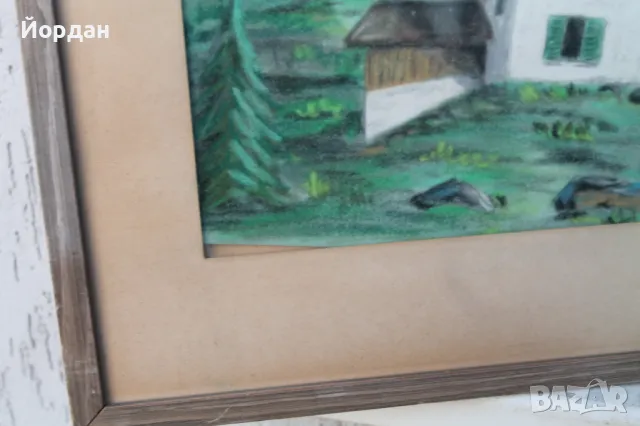 Картина акварел със стъкло и пастел, снимка 4 - Картини - 48942783