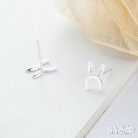 Сребърни Обеци Заек - 925 печат сребро BA239, снимка 3 - Обеци - 28148060