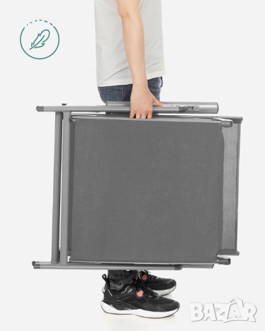 Сгъваем шезлонг с матрак 6см и възглавница SONGMICS 150кг, снимка 7 - Градински мебели, декорация  - 52008324